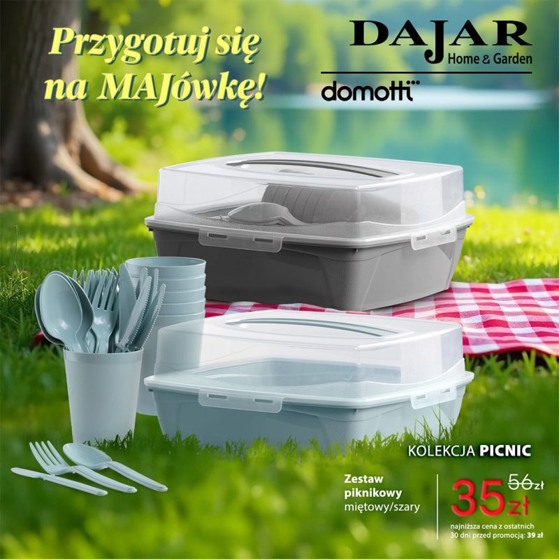 zestaw piknikowy domotti picnic pojemnik sztucce kubki