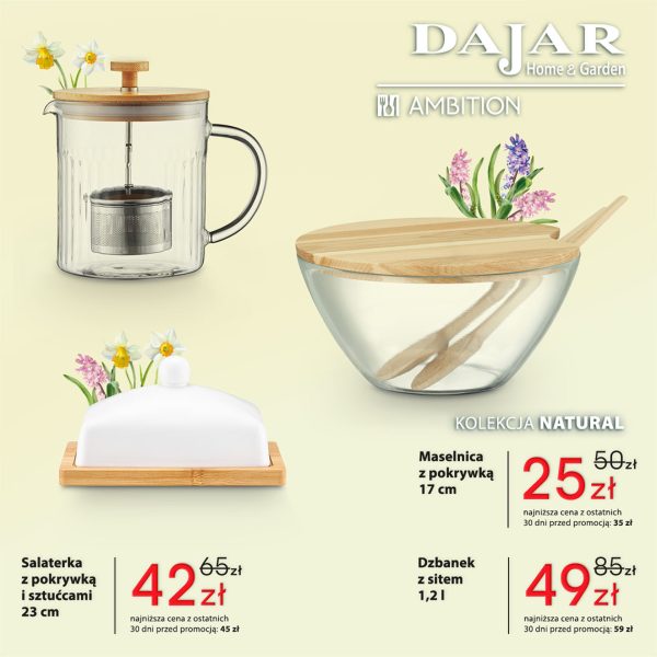 maselnica salaterka dzbanek natural ambition szklo drewno
